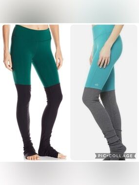 alo yoga leggings Two-Tone Yoga Leggings - Teal & Charcoal